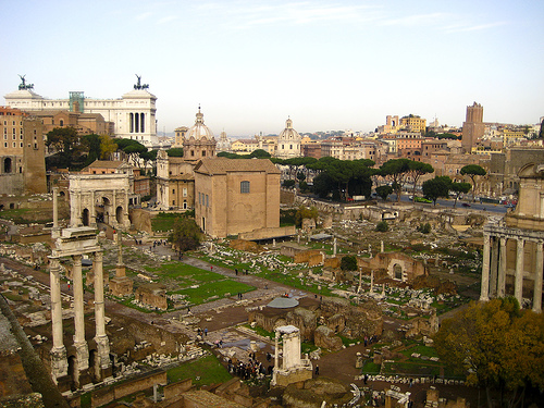 Roman Forum (Foro Romano) from Palantine Hill, photo by Brian Jeffery Beggerly