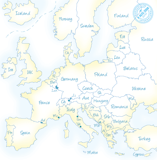 map of iceland and europe. Map of European Countries