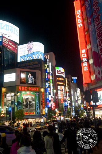 Neon lights in busy Shinjuku