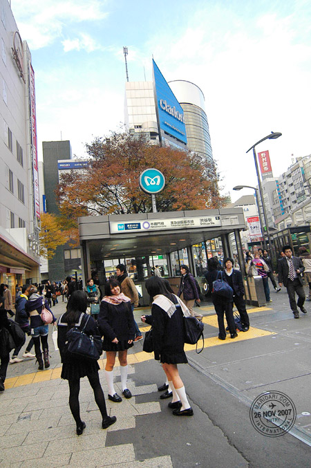 Shibuya station, Japanese schoolgirls