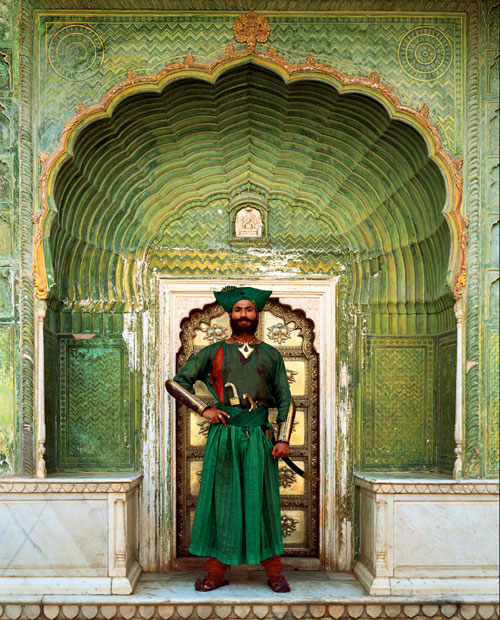 The Indian in front of City Palace, Jaipur in Rajasthan, India a scene in The Fall, movie by Tarsem Singh